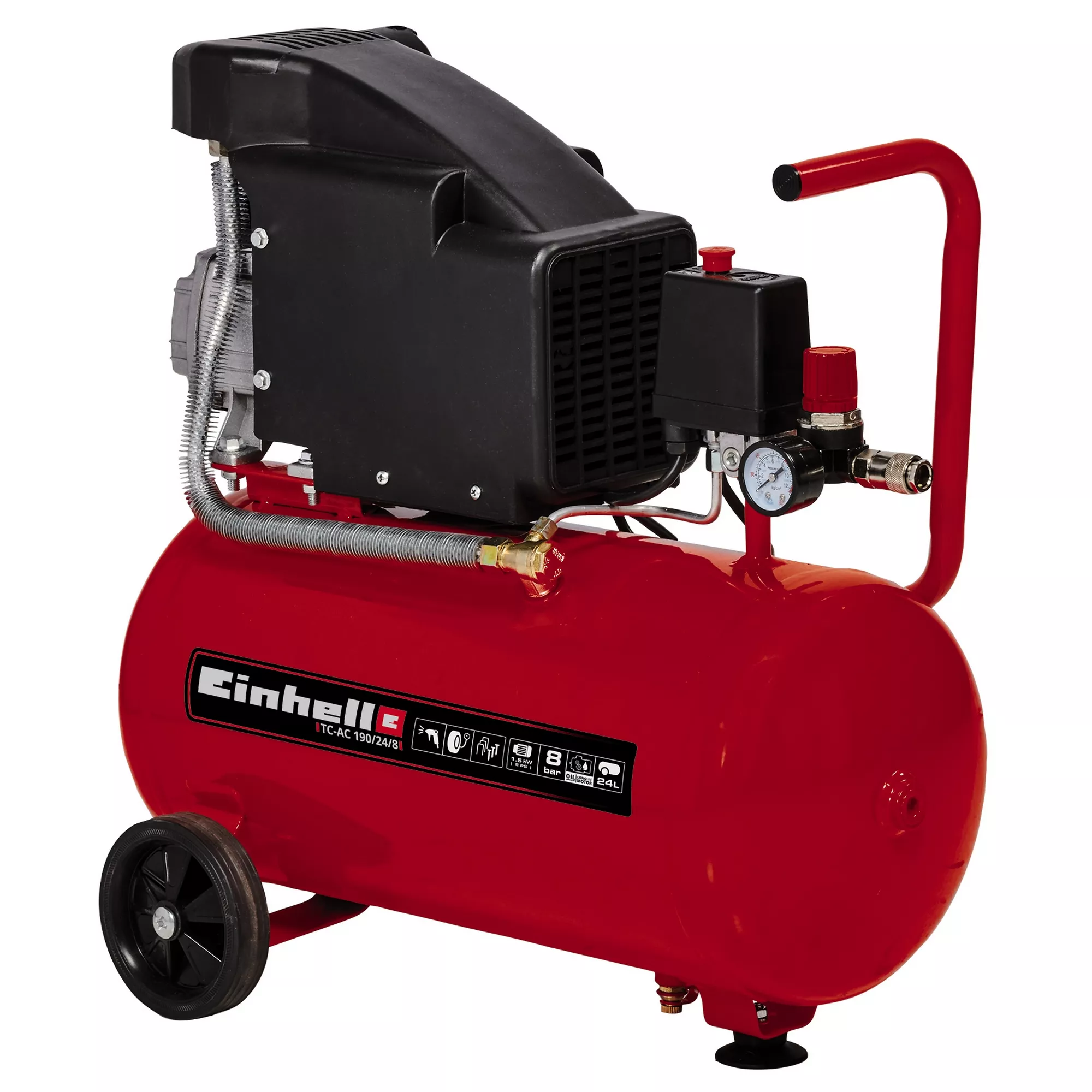 Einhell - TC-AC 190/24/8 Classic Αεροσυμπιεστής 1500W με Δοχείο 24L & Πίεση Λειτουργίας έως 8 bar