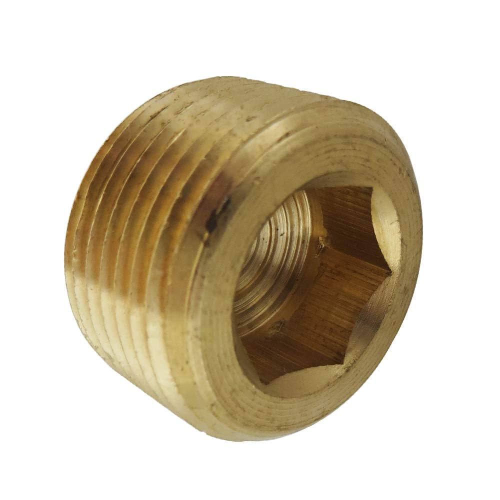 Ορειχάλκινη τάπα NPT με εσωτερικό εξάγωνο και βύθιση.