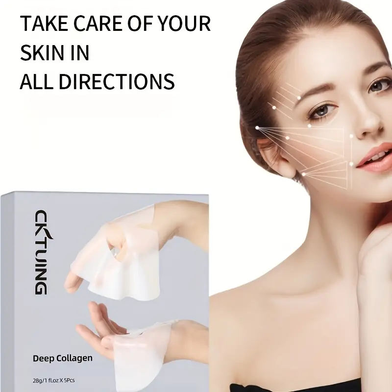 5τμχ Μάσκες Προσώπου με Κολλαγόνο – Ενυδάτωση & Σύσφιξη