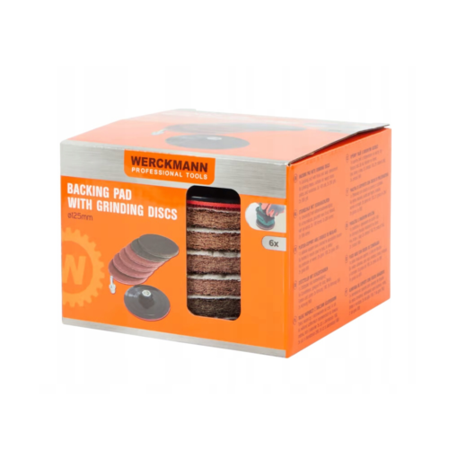 Σετ Δίσκοι Λείανσης από Υφαντό Υλικό (Βέλκρο) Werckmann 125mm – 8 Τεμάχια (6 Δίσκοι + Βάση + Άξονας)